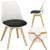 Set 4 scaune dining Verdhe pentru bucatarie cu perna tapitata cu piele ecologica, 44x82cm, alb negru Household NewTrend