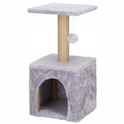 Ansamblu de joaca pentru pisici, cu loc pentru zgariat, ascuns, platforma, 62cm, gri Household NewTrend