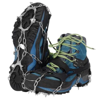 Crampoane de gheata cu 8 dinti pentru drumetii, din otel, set 2 bucati, marime L (41-45) Household NewTrend