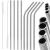 Set 8 paie metalice argintiu, reutilizabile, cu husa depozitare si perii curatat, 215x6 mm Household NewTrend