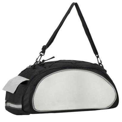 Geanta portbagaj bicicleta, 1 compartiment si 3 buzunare laterale, 40x20x17cm, negru cu elemente reflectorizante gri Household NewTrend