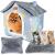Cusca pentru pisici sau caini de talie mica, pentru interior, din catifea si bumbac, perna inclusa, 52x43x50cm Household NewTrend