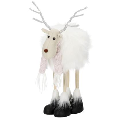 Figurina Craciun, Ren alb cu fular, inaltime 48cm Household NewTrend