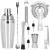 Set Cocktail Shaker Kit pentru barmani 550ml, KI24, suport bambus, 11 piese Household NewTrend