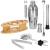Set Cocktail Shaker Kit pentru barmani 550ml, KI24, suport bambus, 11 piese Household NewTrend
