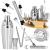 Set Cocktail Shaker Kit pentru barmani 550ml, KI24, suport bambus, 11 piese Household NewTrend