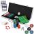 Set de Poker Complex cu 500 de jetoane, covoras verde, 2 seturi de carti, 5 zaruri, in servieta aluminiu Household NewTrend