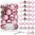 Set globuri de Craciun, 30 bucati, 6 modele, 8cm, roz Household NewTrend