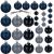 Set globuri de Craciun, 30 bucati, 3 modele, 4/5/6cm, albastru inchis Household NewTrend