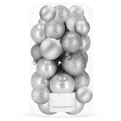 Set globuri de Craciun, 30 bucati, 3 modele, 4/5/6cm, argintiu Household NewTrend