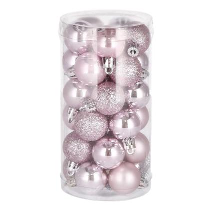 Set globuri de Craciun, 30 bucati, 4 modele, 3cm, roz Household NewTrend