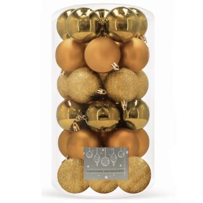 Set globuri de Craciun, 30 bucati, 3 modele, 6cm, auriu Household NewTrend