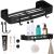 Raft de baie cu 2 agatatori, 2 sisteme instalare pe perete, aluminiu, 32x12x4cm, negru Household NewTrend