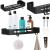 Raft de baie cu 2 agatatori, 2 sisteme instalare pe perete, aluminiu, 32x12x4cm, negru Household NewTrend