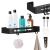 Raft de baie cu 2 agatatori, 2 sisteme instalare pe perete, aluminiu, 32x12x4cm, negru Household NewTrend