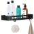 Raft de baie cu 2 agatatori, 2 sisteme instalare pe perete, aluminiu, 32x12x4cm, negru Household NewTrend
