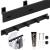 Cuier de baie pentru prosoape cu 2 sisteme instalare, aluminiu, 5 agatatori, 45x4cm, negru Household NewTrend