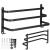 Suport prosoape pentru baie cu 2 sisteme de instalare, 3 brate, din aluminiu, 49x25cm, negru Household NewTrend