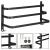 Suport prosoape pentru baie cu 2 sisteme de instalare, 3 brate, din aluminiu, 49x25cm, negru Household NewTrend