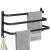 Suport prosoape pentru baie cu 2 sisteme de instalare, 3 brate, din aluminiu, 49x25cm, negru Household NewTrend