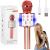 Microfon karaoke copii, wireless, cu acumulator, compatibil iOS si Android, functie de schimbare a vocii, roz Household NewTrend