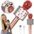 Microfon karaoke copii, wireless, cu acumulator, compatibil iOS si Android, functie de schimbare a vocii, roz Household NewTrend