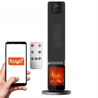 Semineu electric, 2000W, 2 trepte, cu termostat si telecomanda, timer, dispay LED, WiFi Household NewTrend