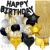 Set 46 baloane si decoratiuni, Happy Birthday, incluse fata de masa si perdea negru auriu Household NewTrend