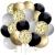Set 46 baloane si decoratiuni, Happy Birthday, incluse fata de masa si perdea negru auriu Household NewTrend