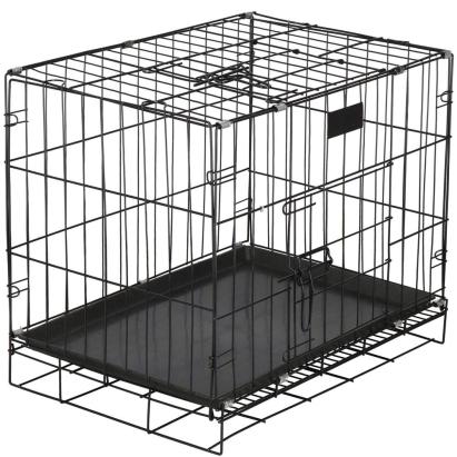Cusca pentru animale, 2 usi, Pliabila din metal, L, Negru, 60x50x42 cm Household NewTrend