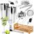 Set Cocktail Shaker Kit pentru barmani 750ml, KI11, suport bambus, 14 piese Household NewTrend