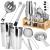 Set Cocktail Shaker Kit pentru barmani 750ml, KI11, suport bambus, 14 piese Household NewTrend