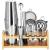 Set Cocktail Shaker Kit pentru barmani 750ml, KI11, suport bambus, 14 piese Household NewTrend