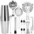 Set Cocktail Shaker Kit pentru barmani 750ml, KI11, suport bambus, 14 piese Household NewTrend