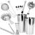 Set Cocktail Shaker Kit pentru barmani 750ml, KI11, suport bambus, 14 piese Household NewTrend