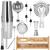 Set Cocktail Shaker Kit pentru barmani 750ml, KI11, suport bambus, 14 piese Household NewTrend