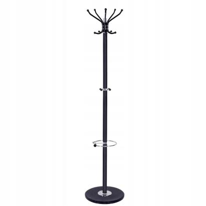 Cuier tip pom din metal cu baza de marmura, 14 agatatoare, 176cm, negru Household NewTrend
