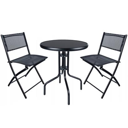 Set mobilier gradina Sersimo Oneiro, 2 scaune pliabile, 1 masa, negru Household NewTrend