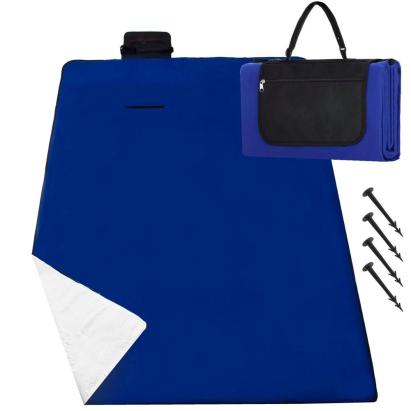 Patura pentru picnic sau plaja, cu folie izolatoare si maner, 200x200cm, albastru cobalt Household NewTrend