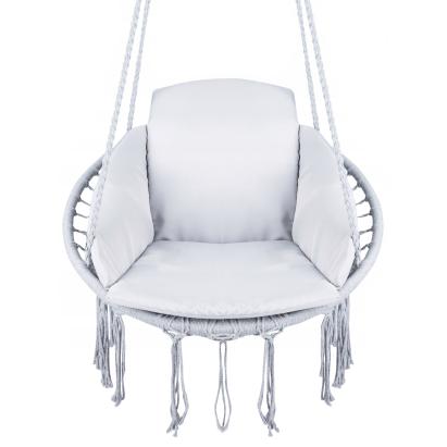 Scaun rotund Sersimo tip leagan suspendat cu perna Confort casa sau gradina, gri Household NewTrend