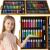 Set de pictura si desen pentru copii, 150 de piese, trusa lemn maro Household NewTrend