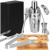 Set Cocktail Shaker Kit pentru barmani 550ml, KI22, suport bambus, 9 piese Household NewTrend