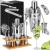 Set Cocktail Shaker Kit pentru barmani 550ml, KI22, suport bambus, 9 piese Household NewTrend