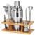 Set Cocktail Shaker Kit pentru barmani 550ml, KI22, suport bambus, 9 piese Household NewTrend