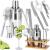 Set Cocktail Shaker Kit pentru barmani 550ml, KI22, suport bambus, 9 piese Household NewTrend