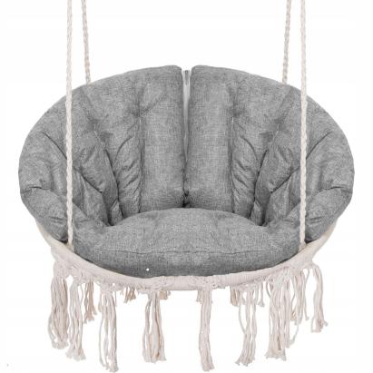 Scaun rotund Sersimo tip leagan suspendat cu perna Confort Plus casa sau gradina, bej Household NewTrend