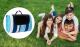 Patura pentru picnic sau plaja, cu folie izolatoare si maner, 200x200cm, alb albastru Household NewTrend