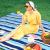 Patura pentru picnic sau plaja, cu folie izolatoare si maner, 200x200cm, alb albastru Household NewTrend