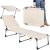 Sezlong pliabil cu parasolar, 188x57x38cm, sarcina 120kg, crem Household NewTrend