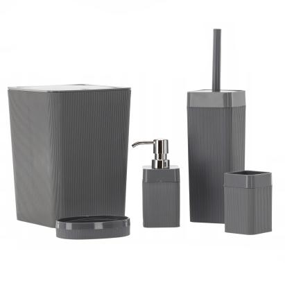 Set de accesorii pentru baie din plastic, 5 piese, gri Household NewTrend